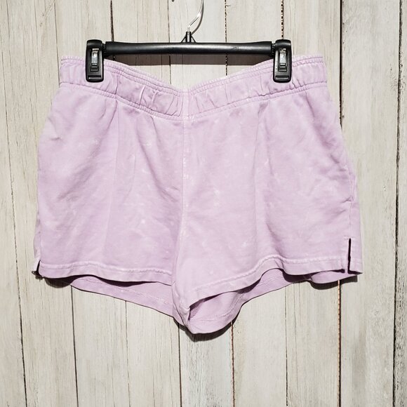 Avia L 12 14 Active Shorts Acid Wash Lavender French Terry Pockets Athletic - Picture 1 of 4